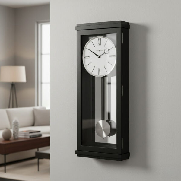 Black Satin Chiming Pendulum Wall Clock