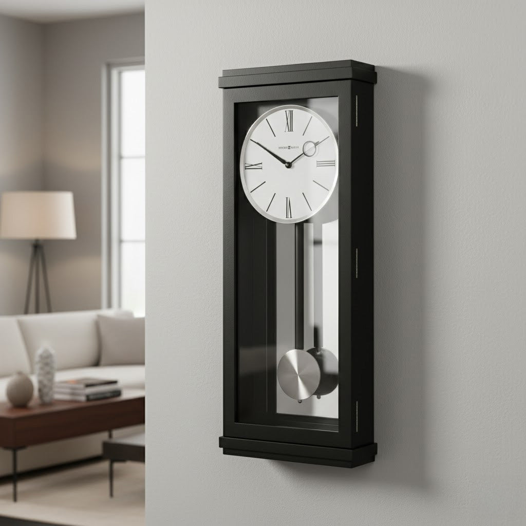 Black Satin Chiming Pendulum Wall Clock