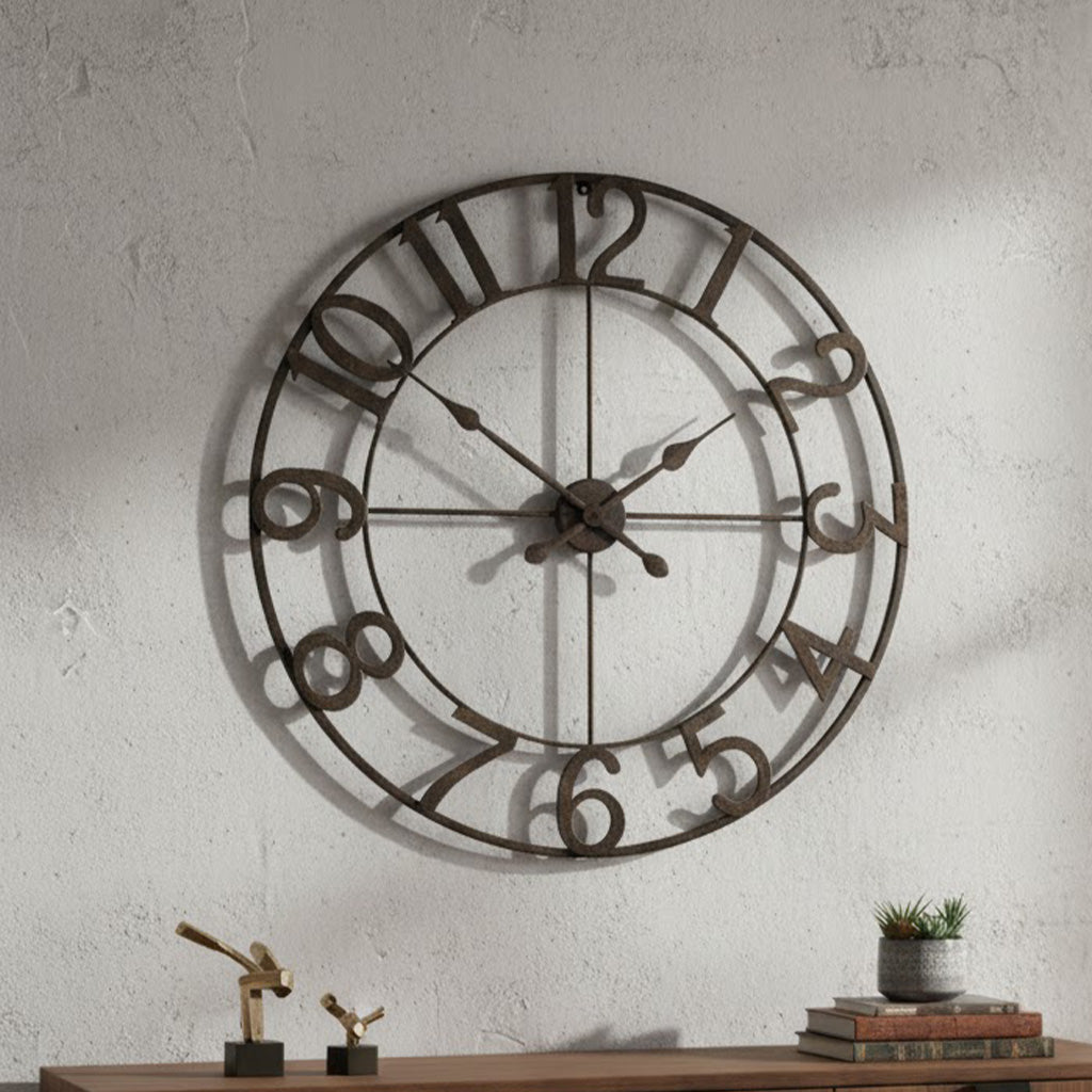 Dark Charcoal Open-Frame Wall Clock