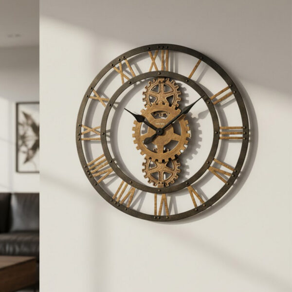 Warm Gray Gear Gallery Wall Clock