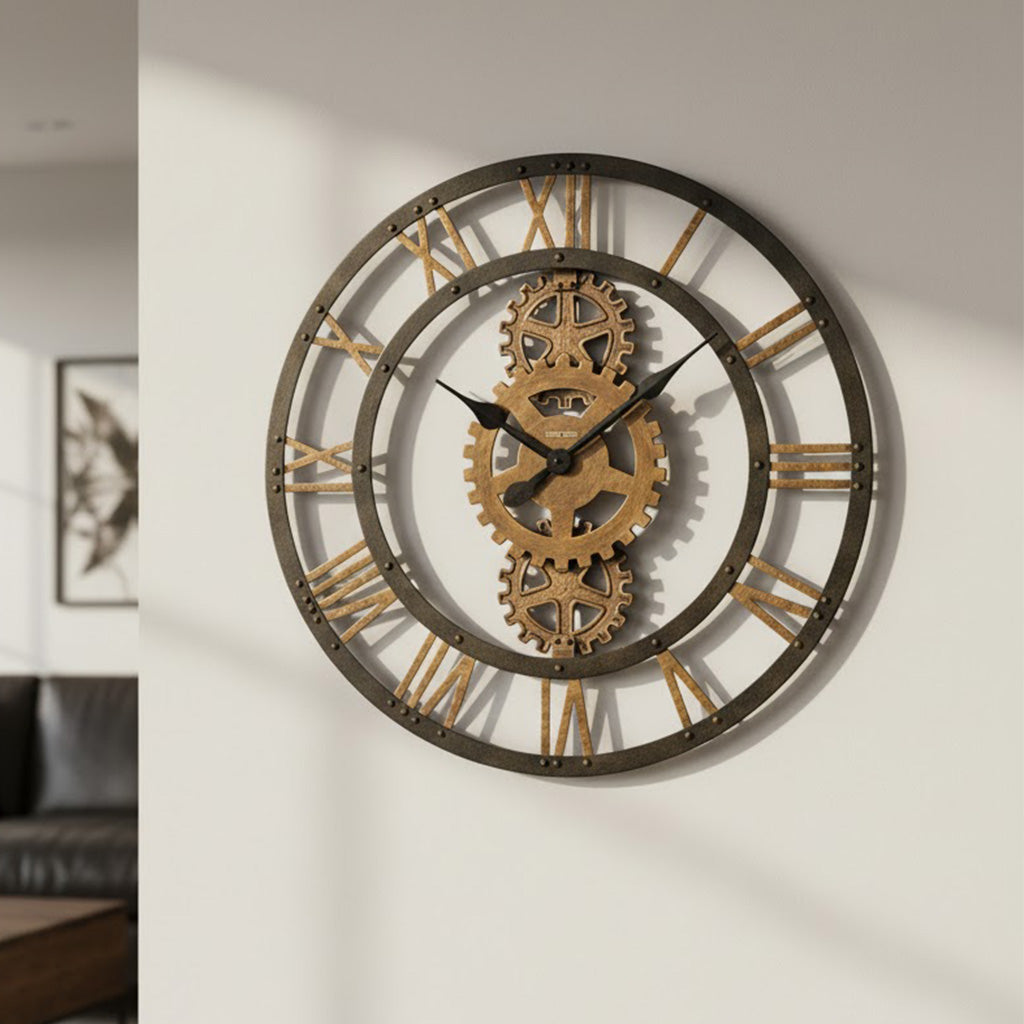Warm Gray Gear Gallery Wall Clock