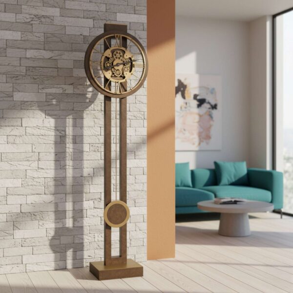 Charcoal Brass Gear Floor Clock