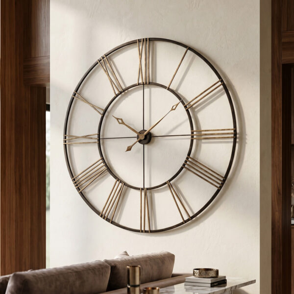 Aged Iron Open-Frame Wall Clock