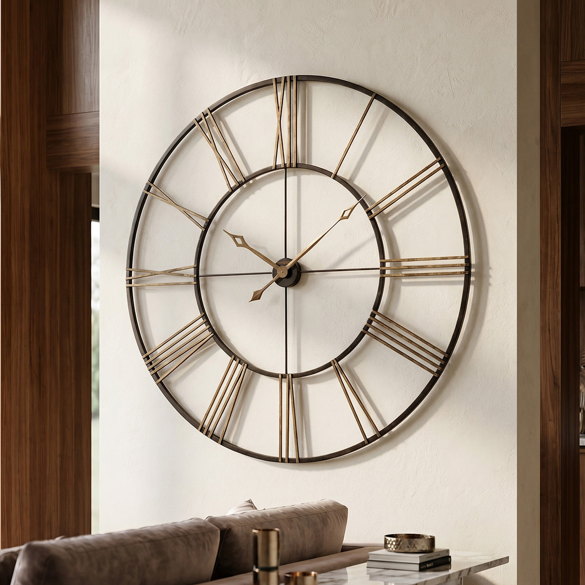 Aged Iron Open-Frame Wall Clock