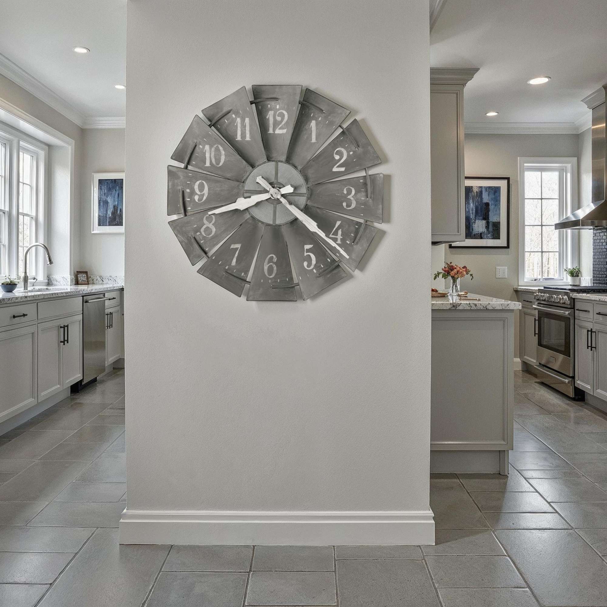 Rustic Windmill Wall Clock