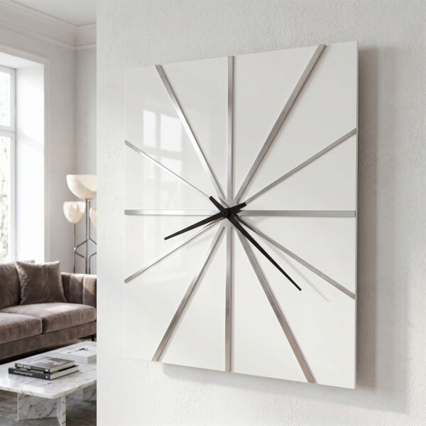 White Starburst Square Wall Clock