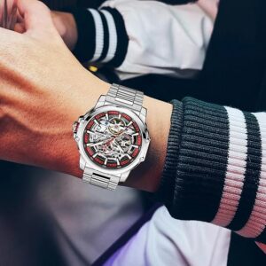 Men's Luxury Automatic Mechanical Watch – Industrial-Style Self-Winding Watch with Stainless Steel Bracelet